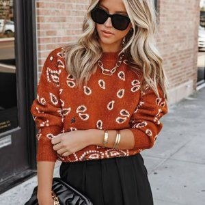 VICI Southern Comfort Bandana Pullover Sweater - Rust - Size Medium